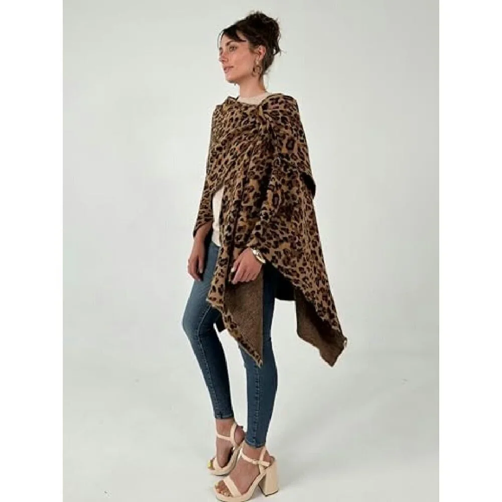 Women's Shawl Wrap Poncho Ruana Cardigan Open Front Sweater Cape